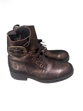 Women’s Fly London “Black Gold” Ankle Moto Combat Boot Size 39/8.5 NWOT
